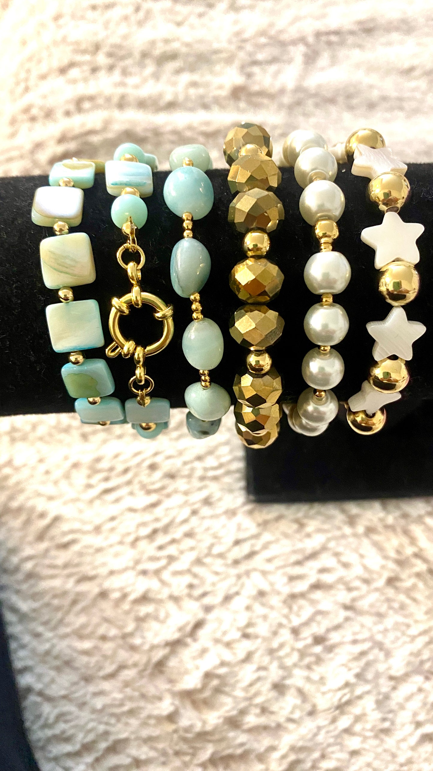 Gold, Pearls and Stones bracelets