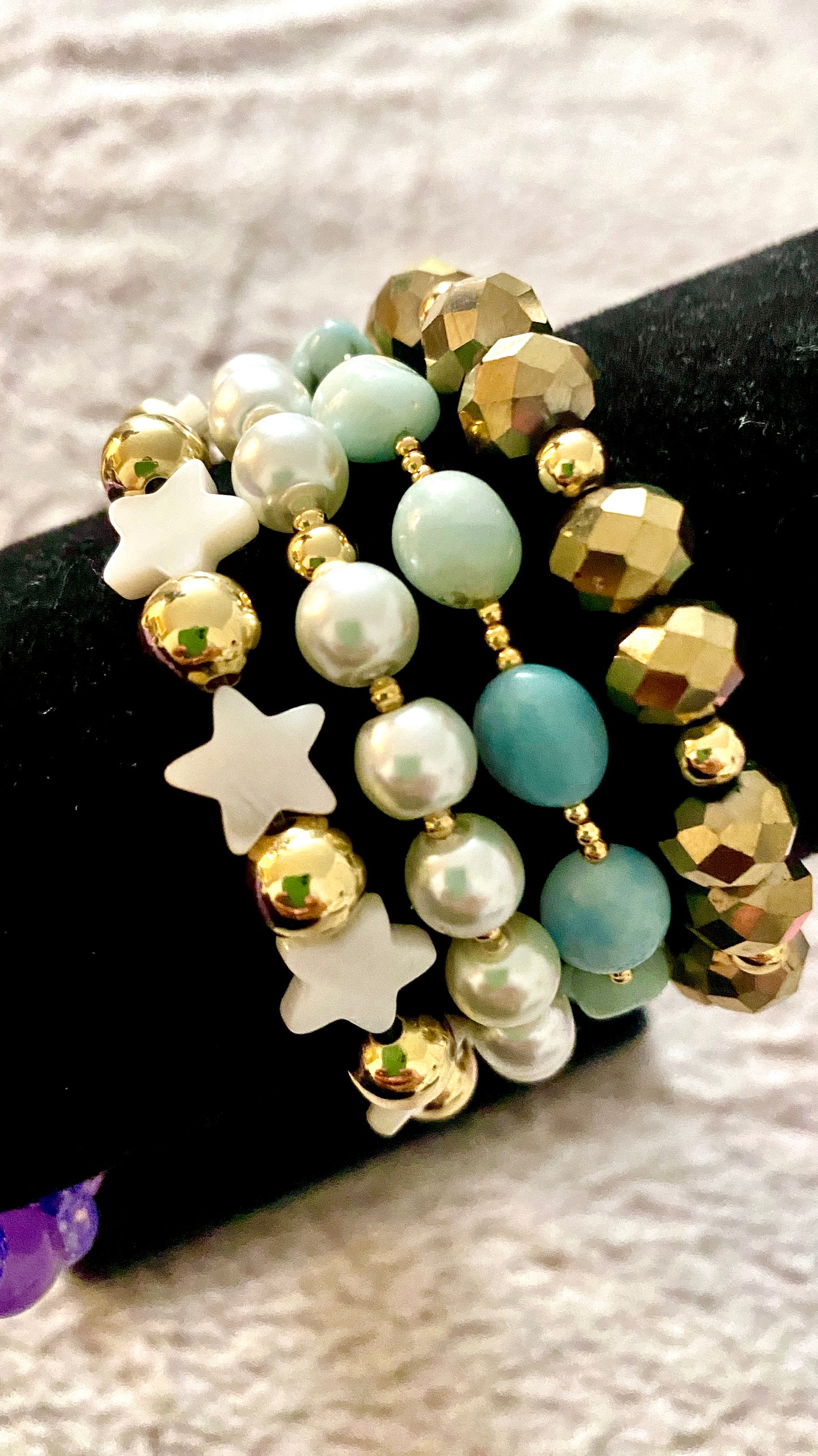 Gold, Pearls and Stones bracelets